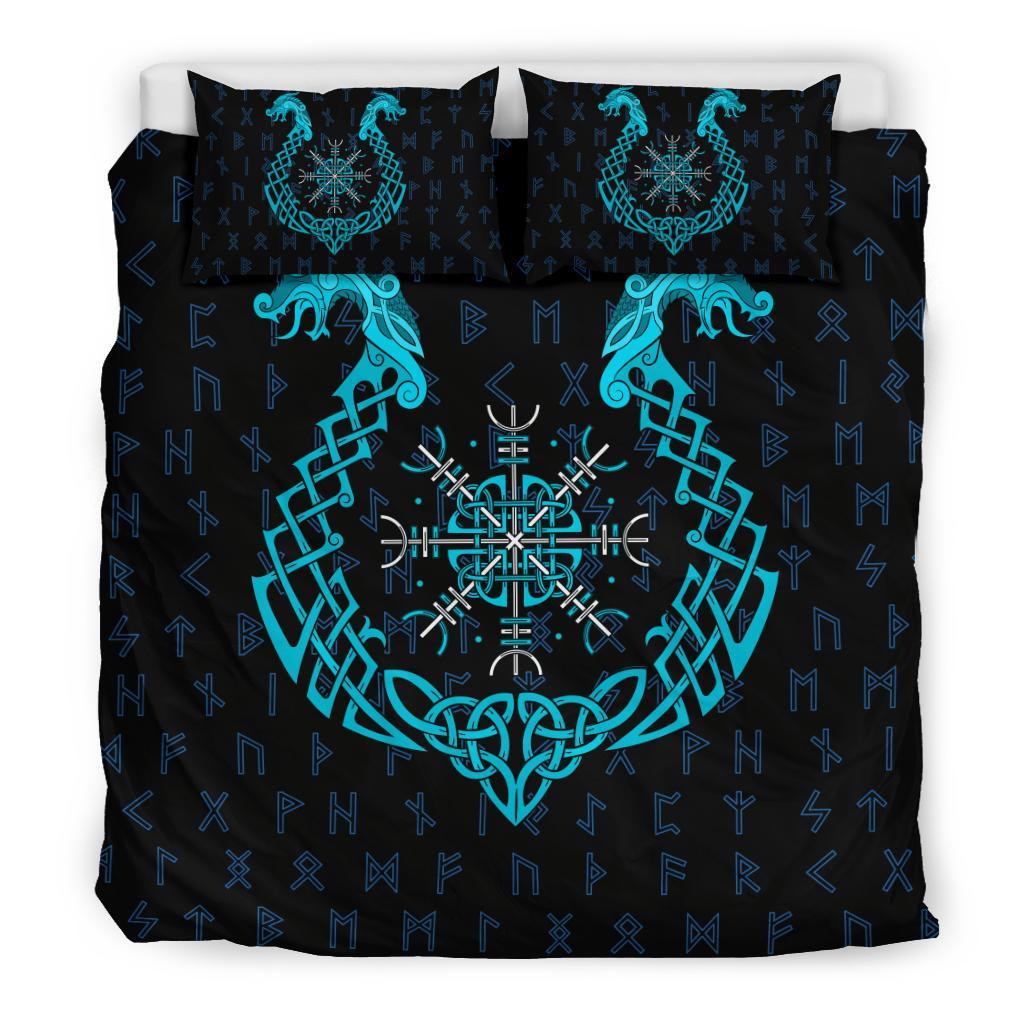 Viking Bedding Set Aegishjalmur Helm Of Awe Blue Edition