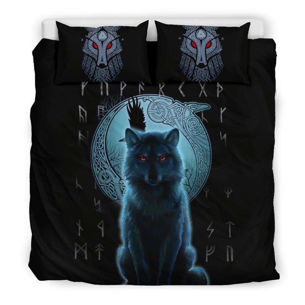 Viking Bedding Set Fenrir Viking Wolf And Moon