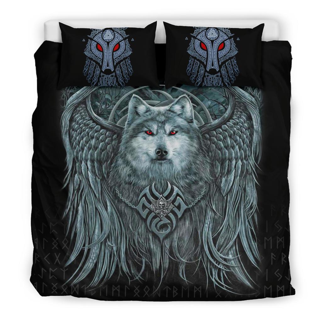 Viking Bedding Set Spiral Wolf Spirit