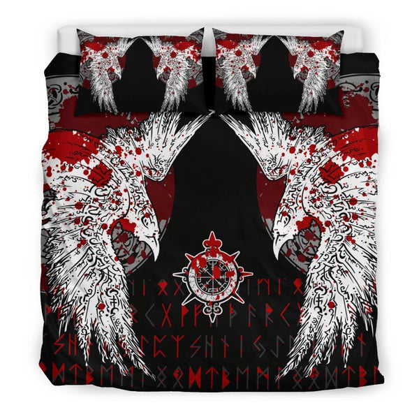 Viking Bedding Set Mystical Raven Tattoo Blood Style