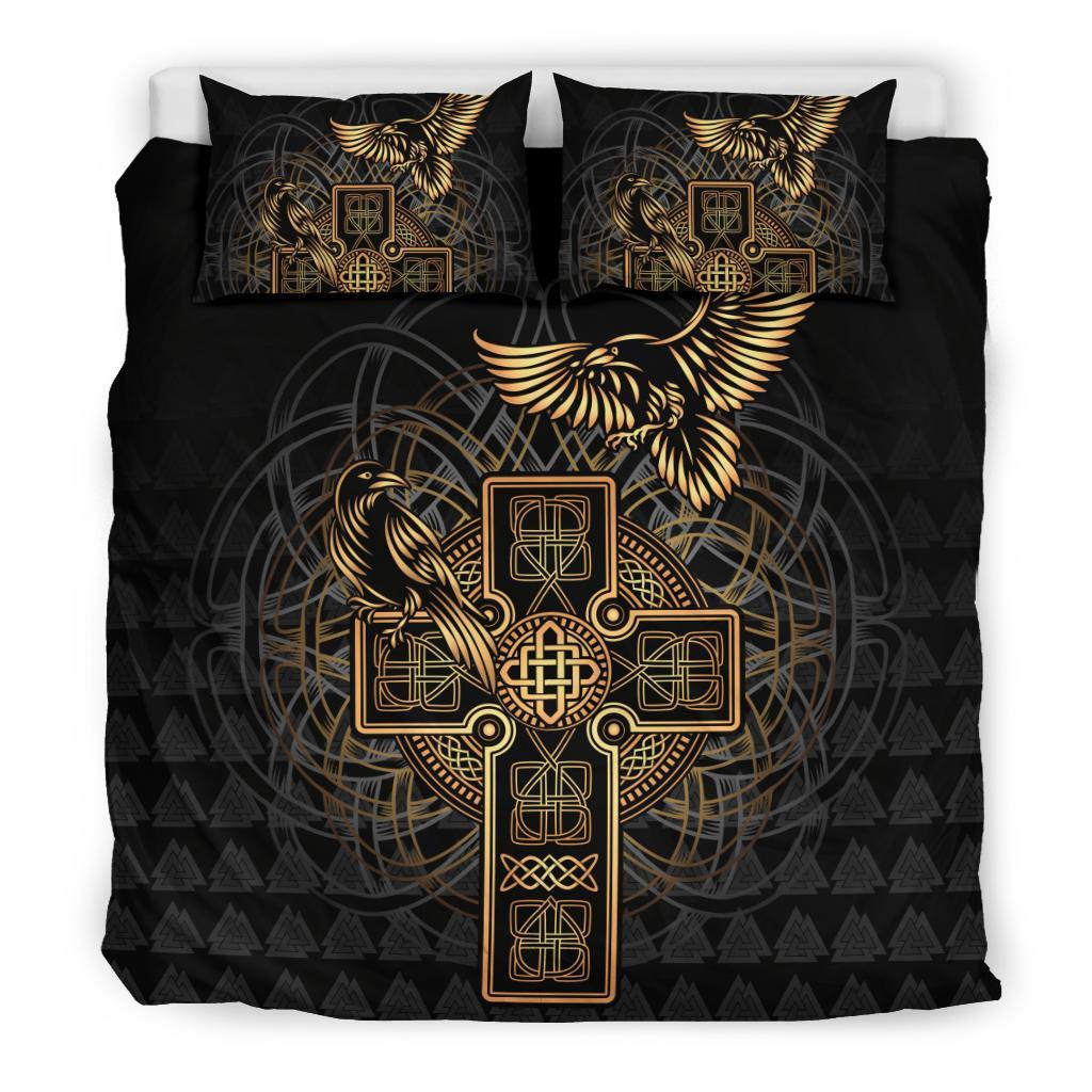 Viking Bedding Set Odin's Celtic Raven Tattoo