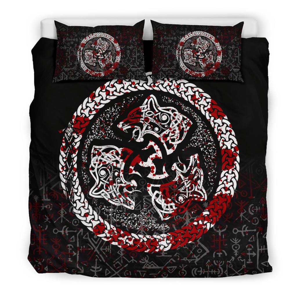 Viking Bedding Set Fierce Blood Wolf Symbol Of A Viking Nordic