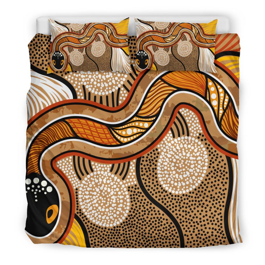 Aboriginal Bedding Set - Indigenous Snake Vintage Stye