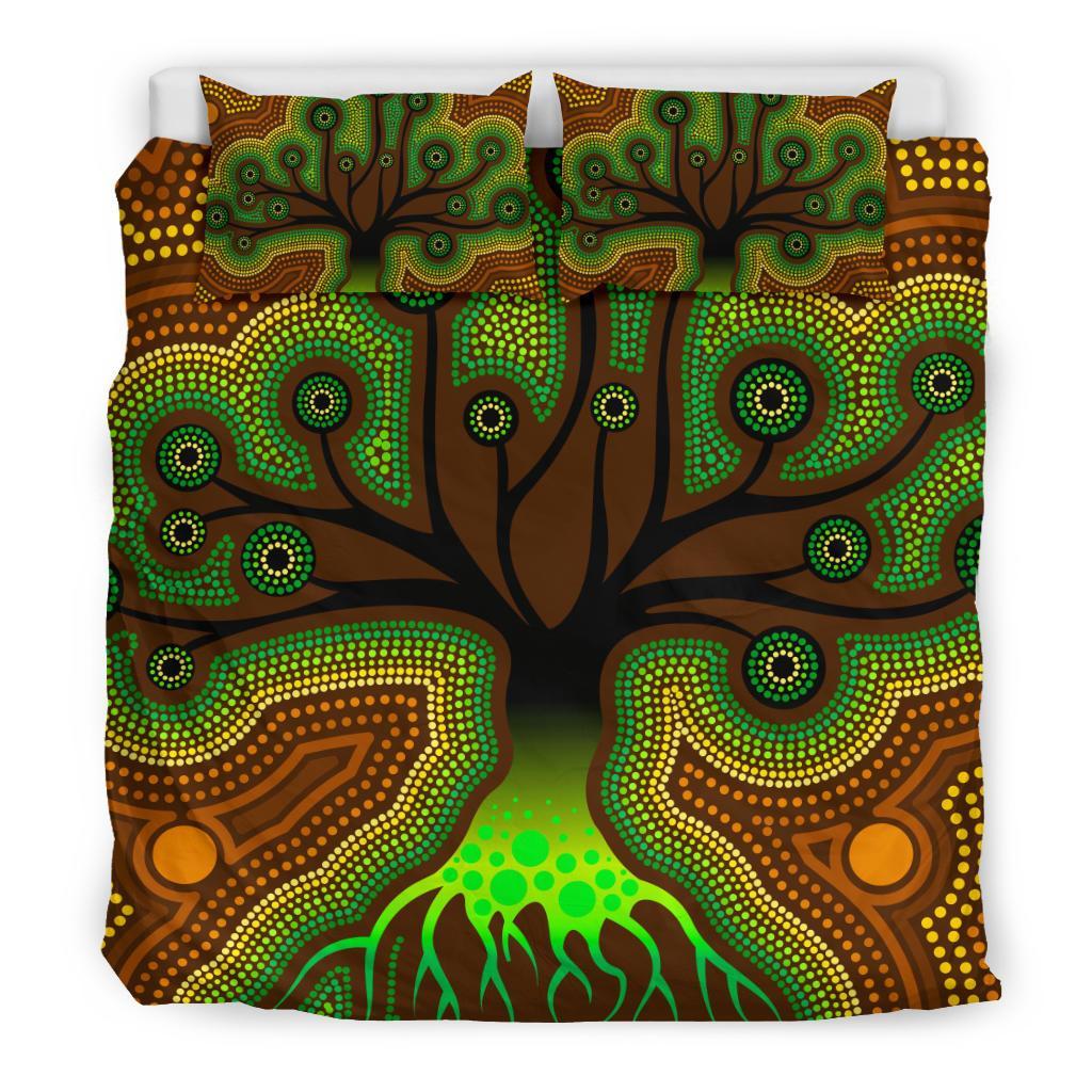 Aboriginal Bedding Set - Tree Dot Painting Art