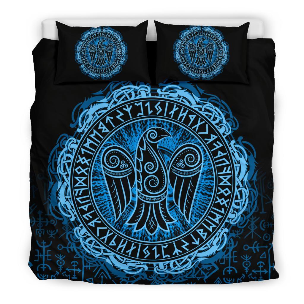 Viking Bedding Set Raven Celtic Cyan