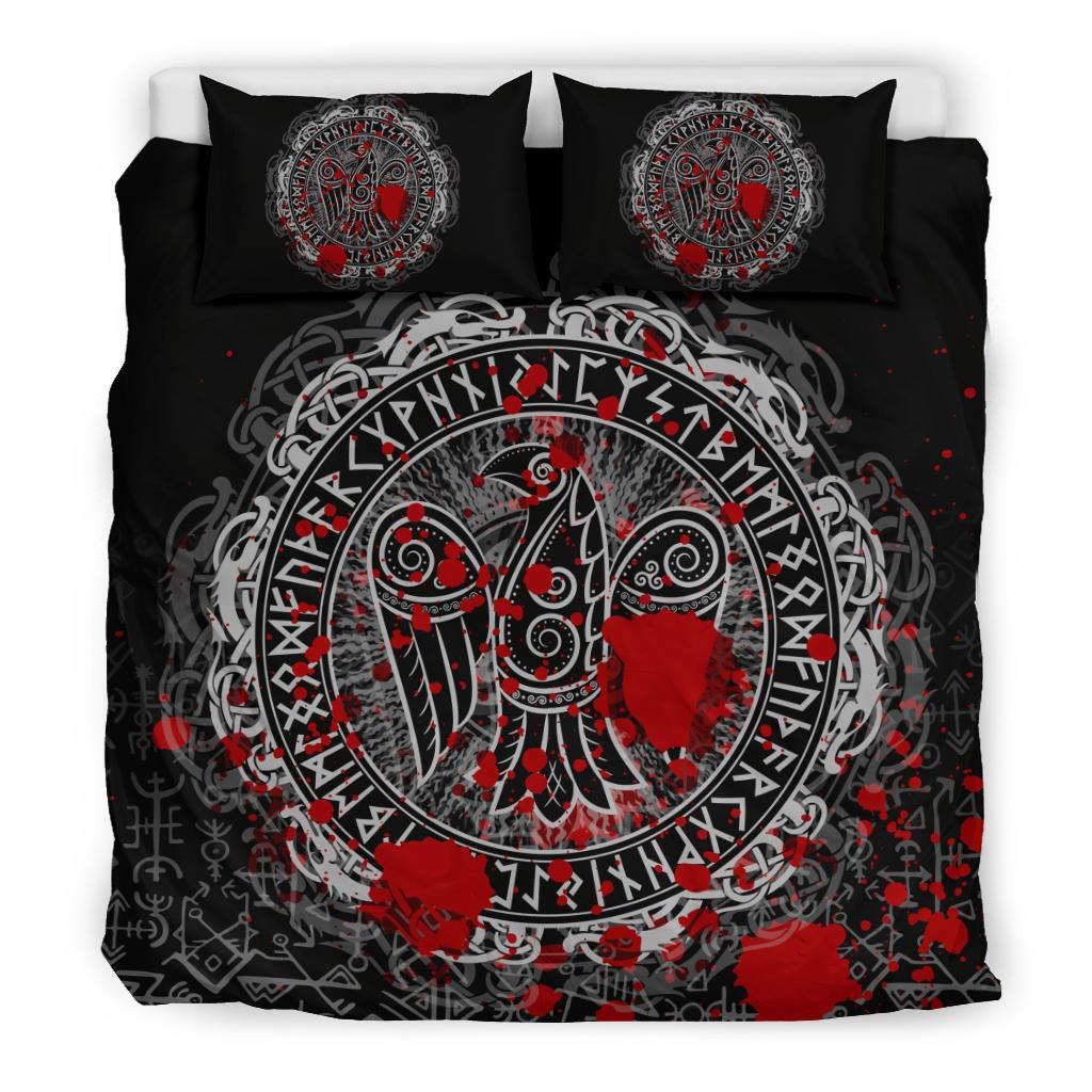 Viking Bedding Set Raven Celtic Tattoo Blood