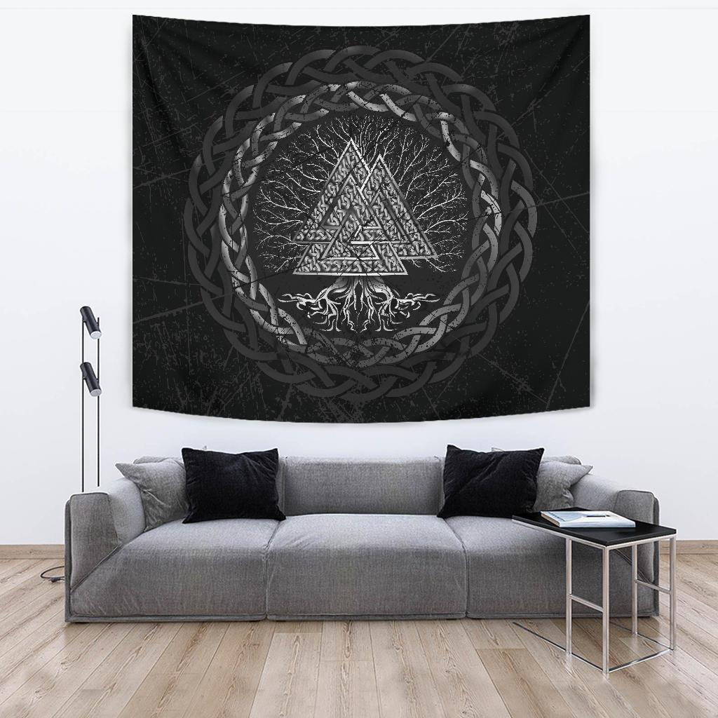 Celtic And Viking Tapestry Valknut and Tree of Life Yggrdrasil