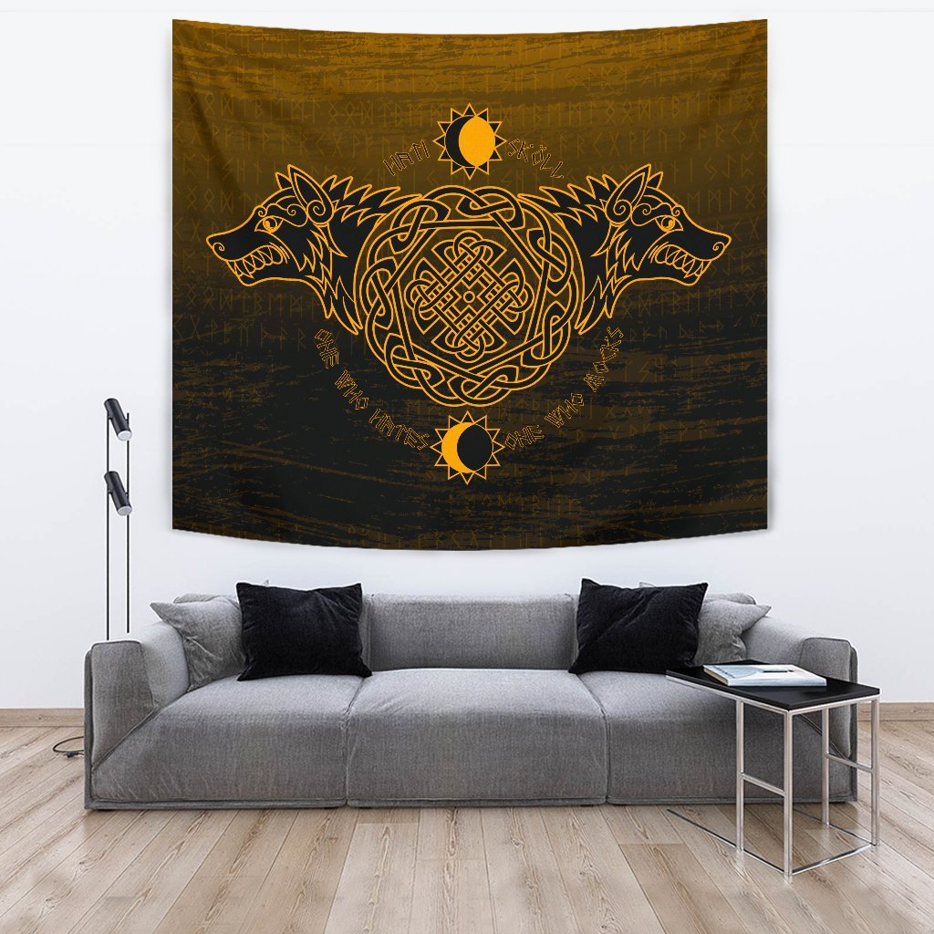 Viking Tapestry Skoll And Hati Yellow Style