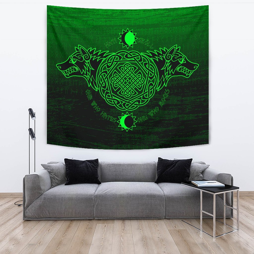 Viking Tapestry Skoll And Hati Green Style