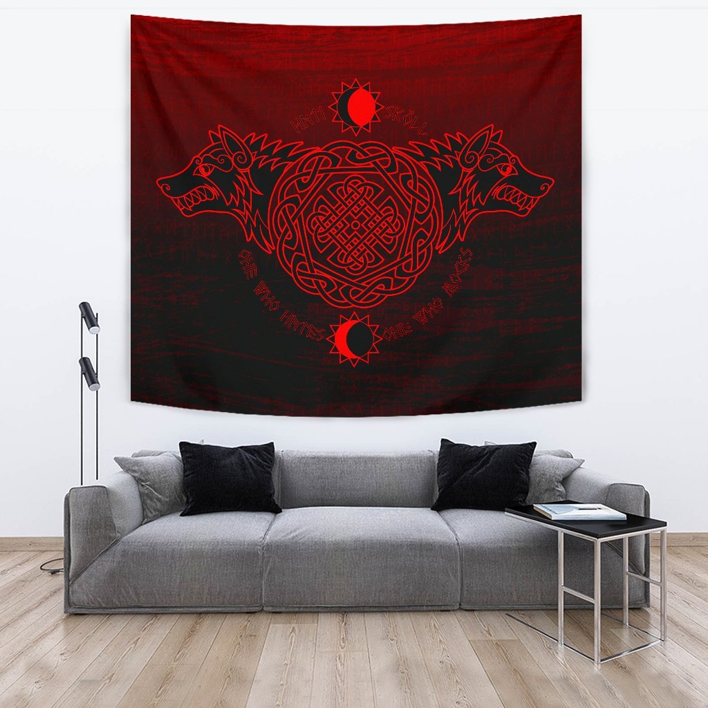 Viking Tapestry Skoll And Hati Red Style