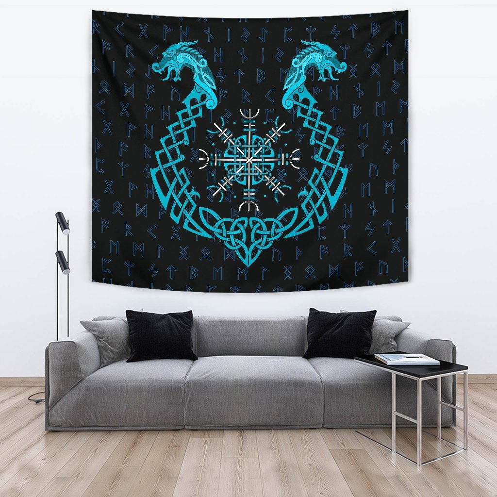 Viking Tapestry Aegishjalmur Helm Of Awe Blue Edition