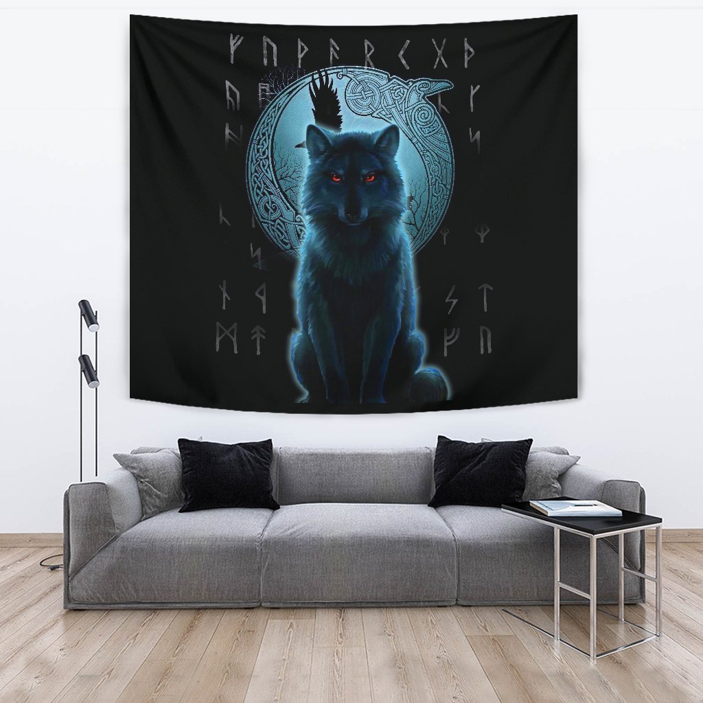 Viking Tapestry Fenrir Viking Tapestry Wolf And Moon