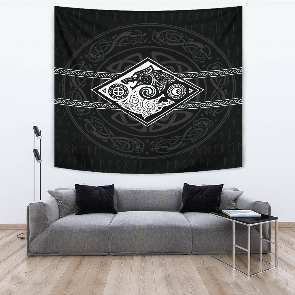 Viking Tapestry The Wolves Skoll And Hati