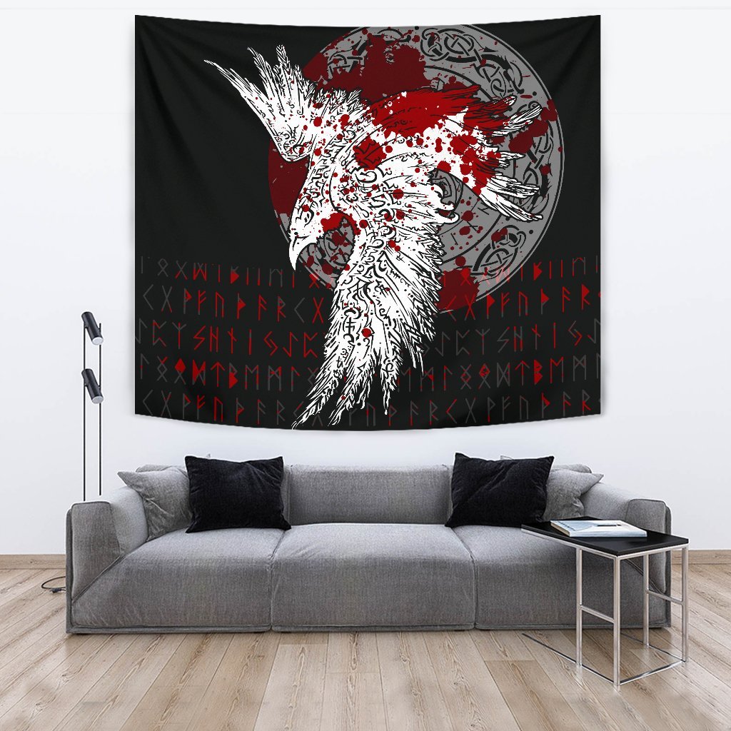 Viking Tapestry Mystical Raven Tattoo Blood