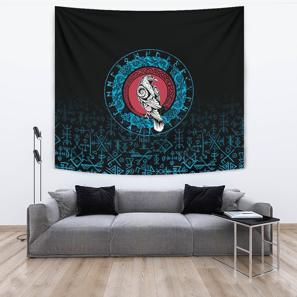 Viking Tapestry Raven Celtic Cyan