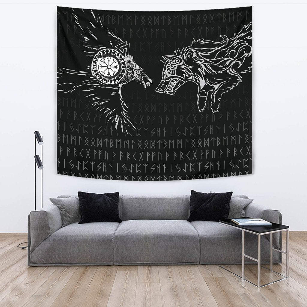 Viking Tapestry Raven and Wolf Special Tattoo