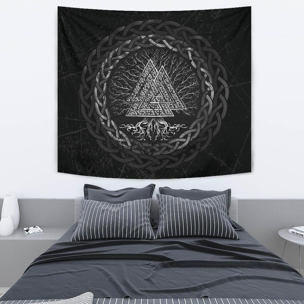 Celtic And Viking Tapestry Valknut and Tree of Life Yggrdrasil