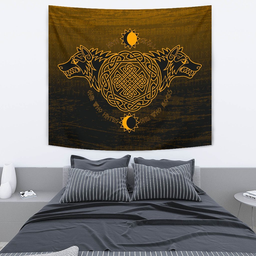 Viking Tapestry Skoll And Hati Yellow Style