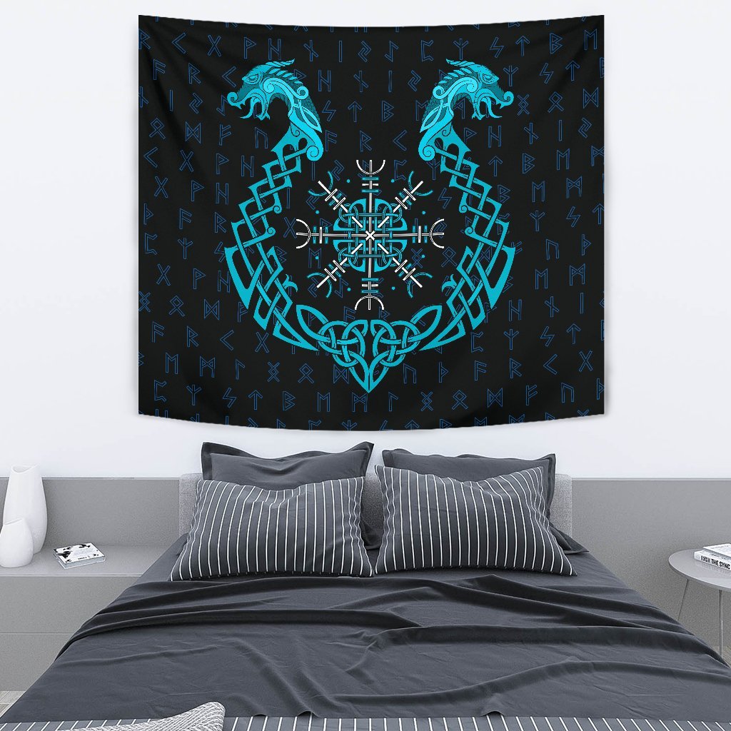 Viking Tapestry Aegishjalmur Helm Of Awe Blue Edition