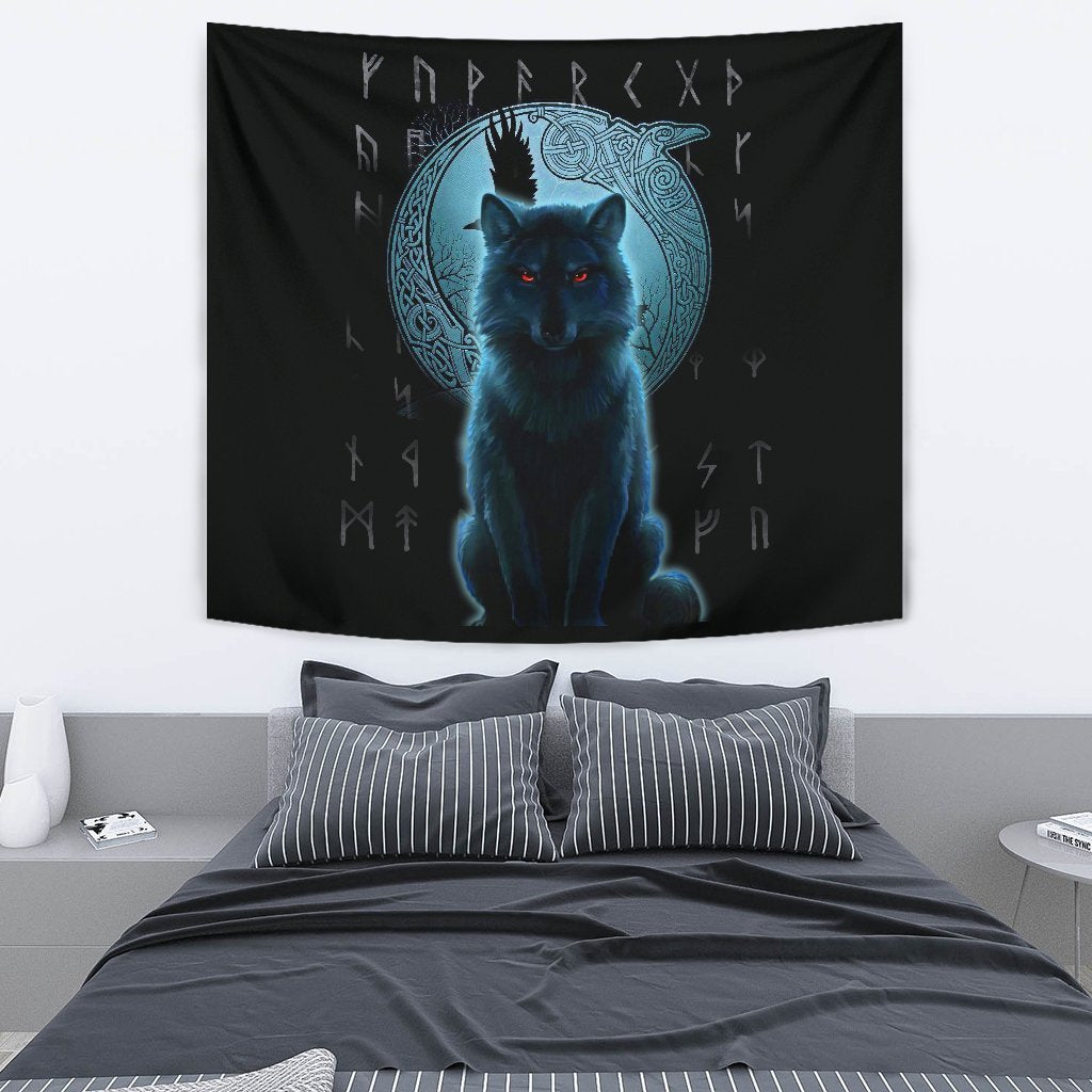 Viking Tapestry Fenrir Viking Tapestry Wolf And Moon