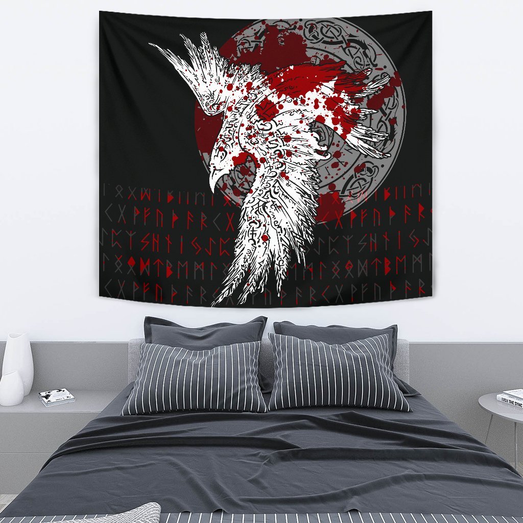 Viking Tapestry Mystical Raven Tattoo Blood