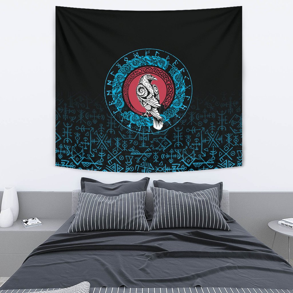 Viking Tapestry Raven Celtic Cyan