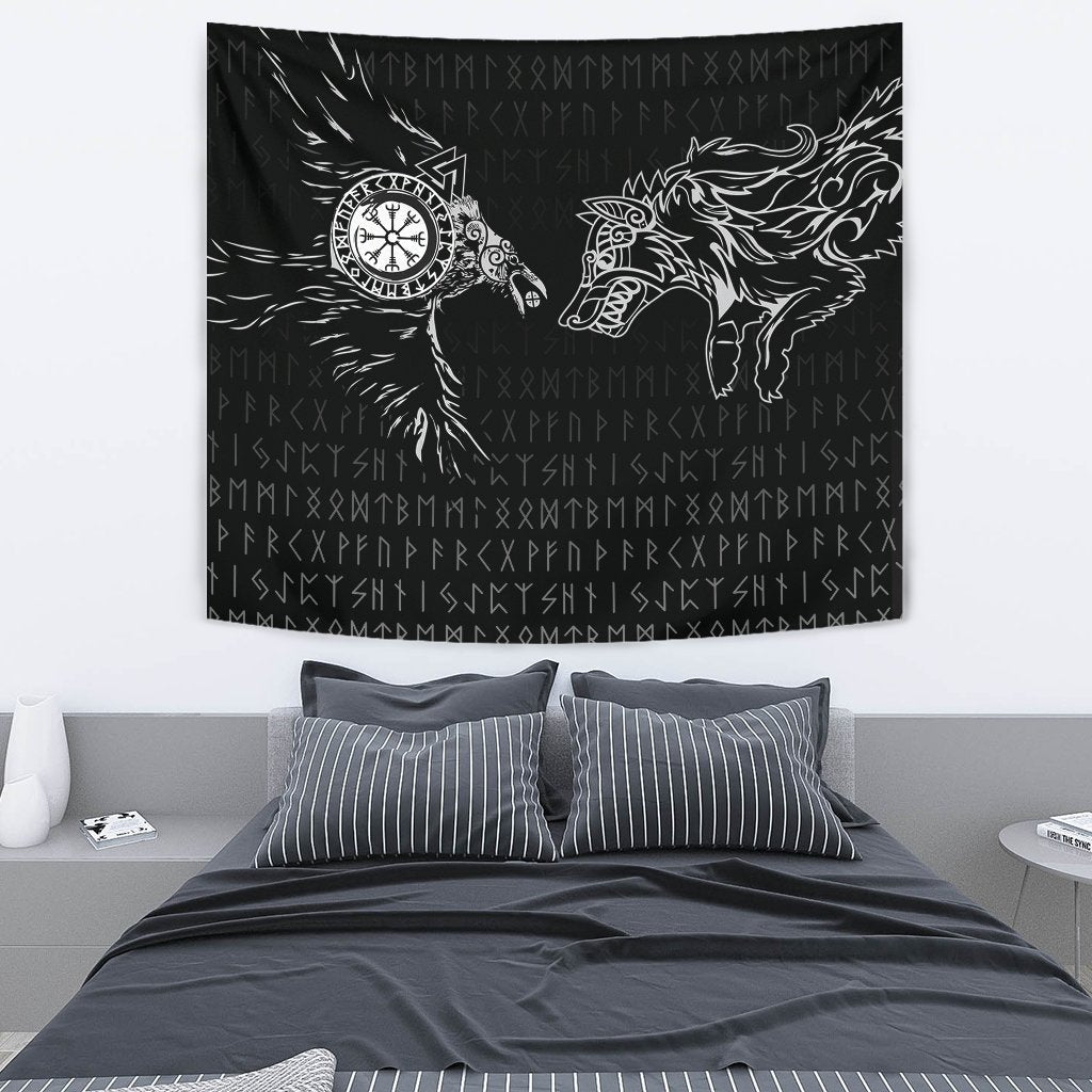 Viking Tapestry Raven and Wolf Special Tattoo