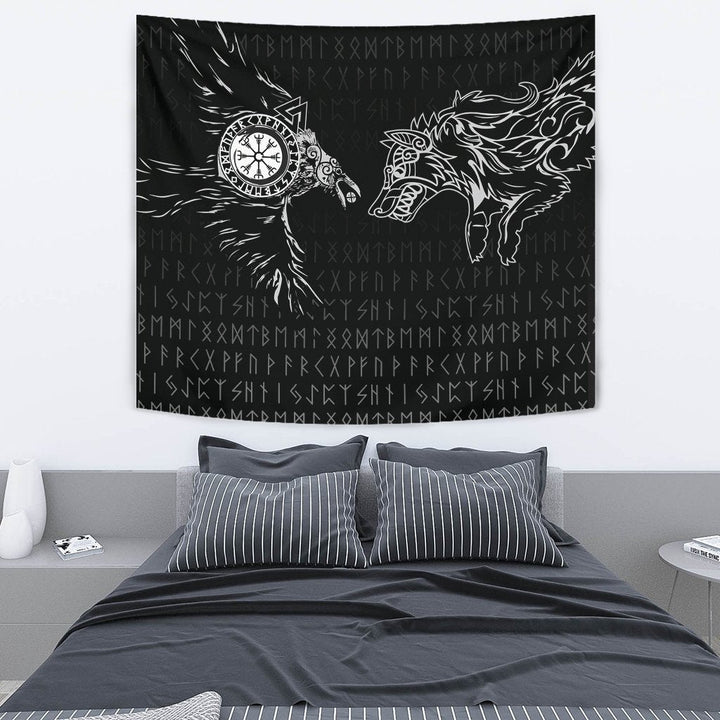 Viking Tapestry Raven and Wolf Special Tattoo