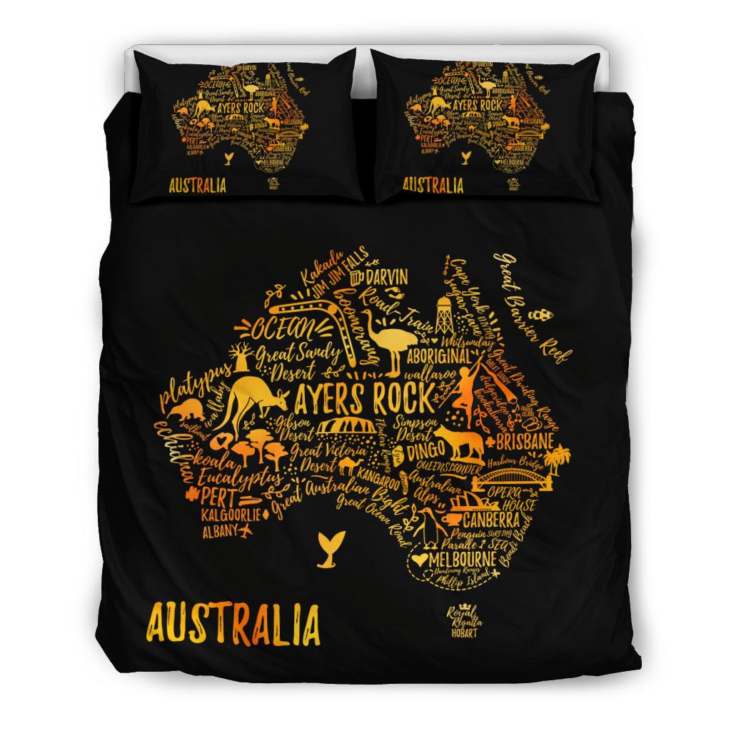 Bedding Set - Australia Map Bed Travel Map Ayers Rock Sets