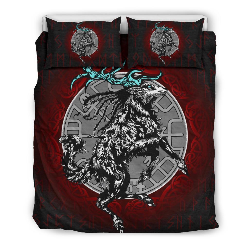 Viking Bedding Set Eikthyrnir On Top Of Valhalla