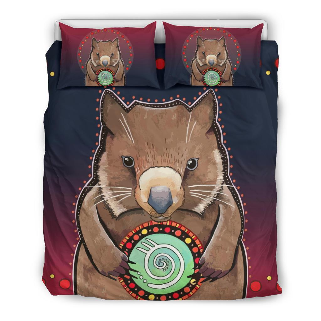 Aboriginal Bedding Set - Wombat Circle Patterns Drawing Painting