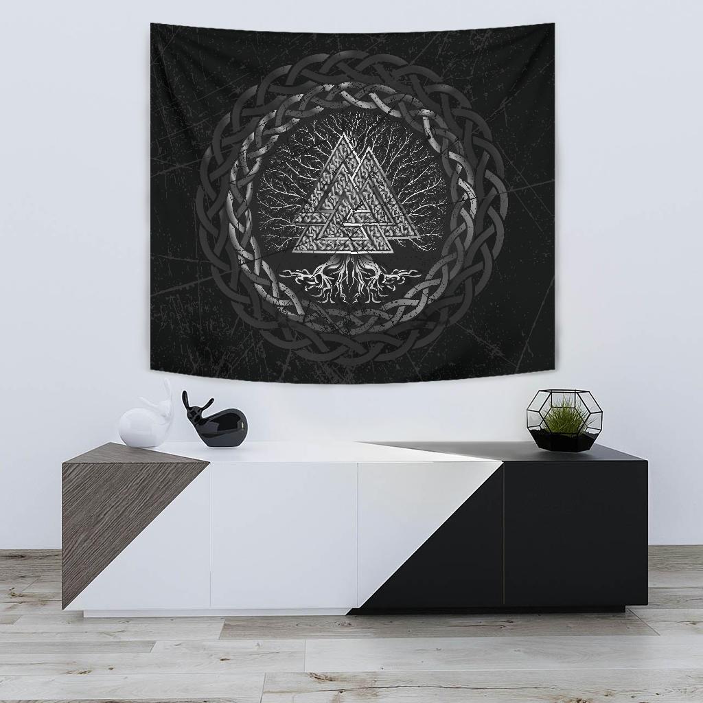 Celtic And Viking Tapestry Valknut and Tree of Life Yggrdrasil