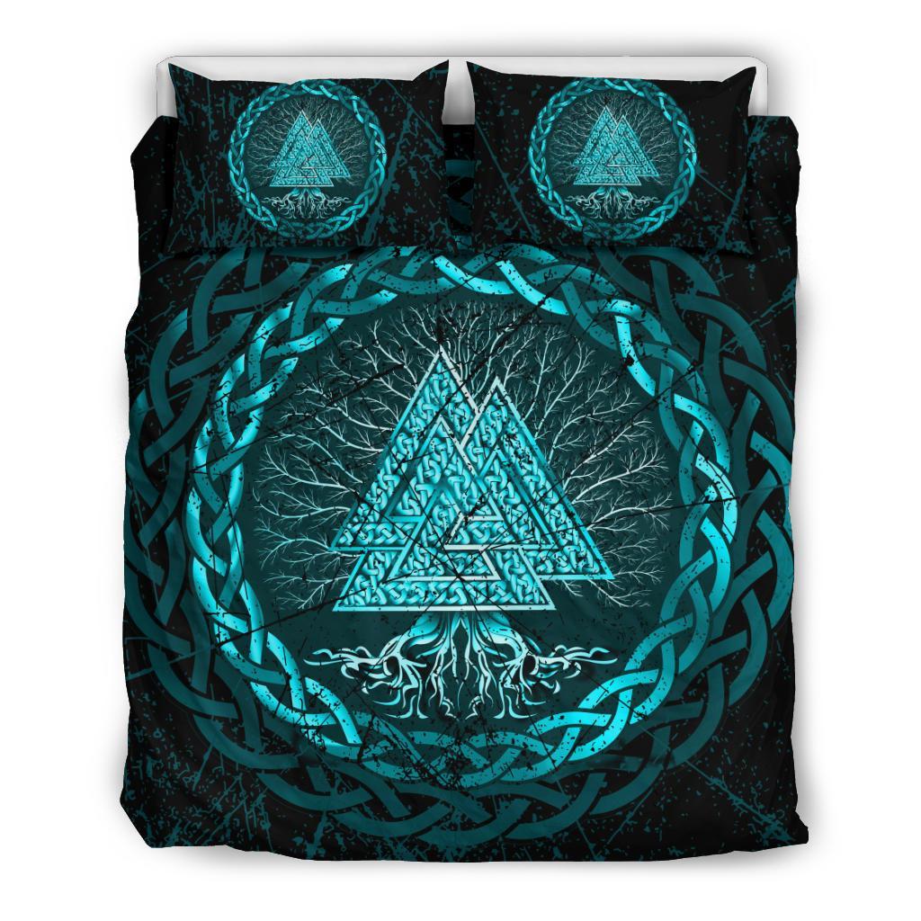 Viking Bedding Set Celtic And Valknut and Tree of Life Yggrdrasil Ver01