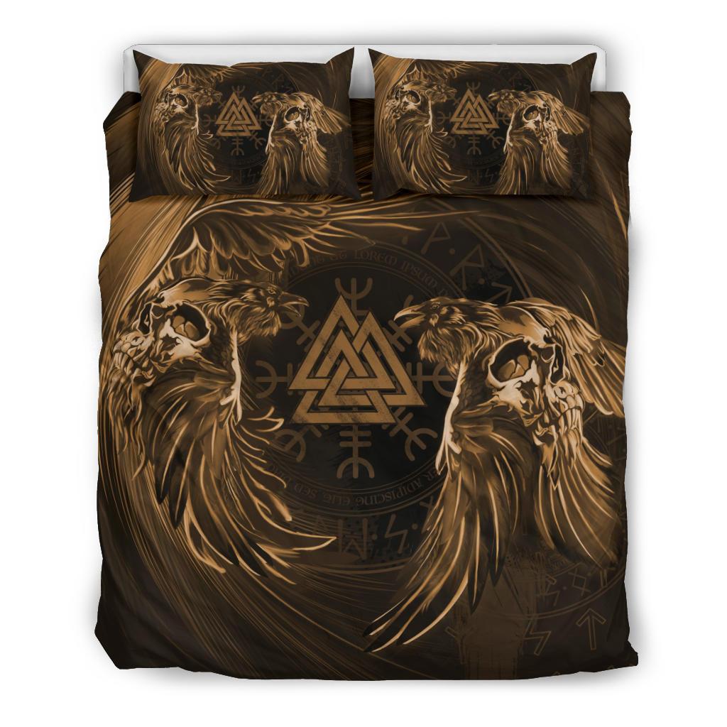 Viking Bedding Set Ravens Skull Tattoo Ver03