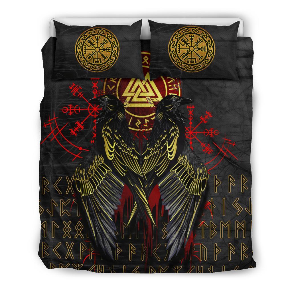 Viking Bedding Set Vikings Valknut and Ravens Tattoo