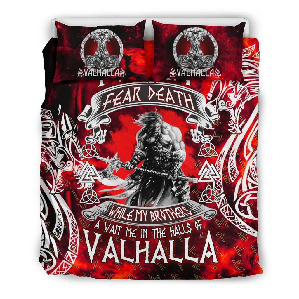 Viking Bedding Set I Do Not Fear Death While My Brothers Await Me In The Halls of Valhalla