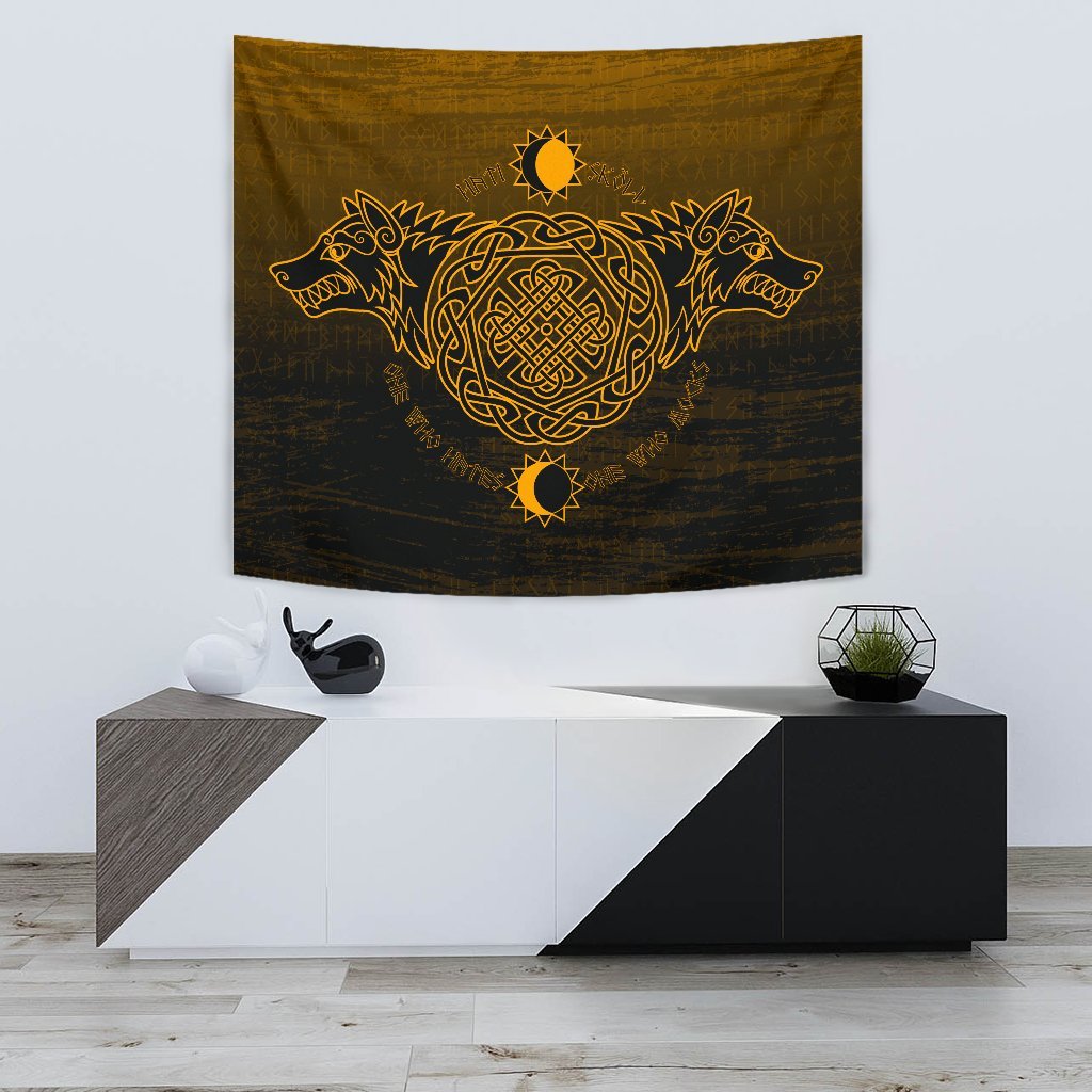 Viking Tapestry Skoll And Hati Yellow Style