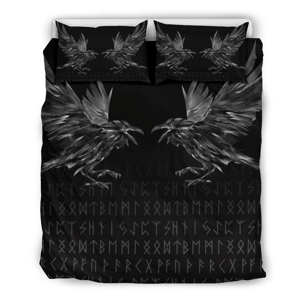 Viking Bedding Set Odin Huginn and Muninn Rune