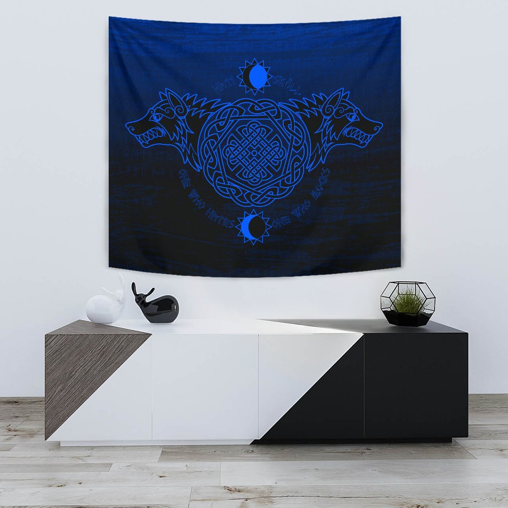 Viking Tapestry Skoll And Hati Blue Style