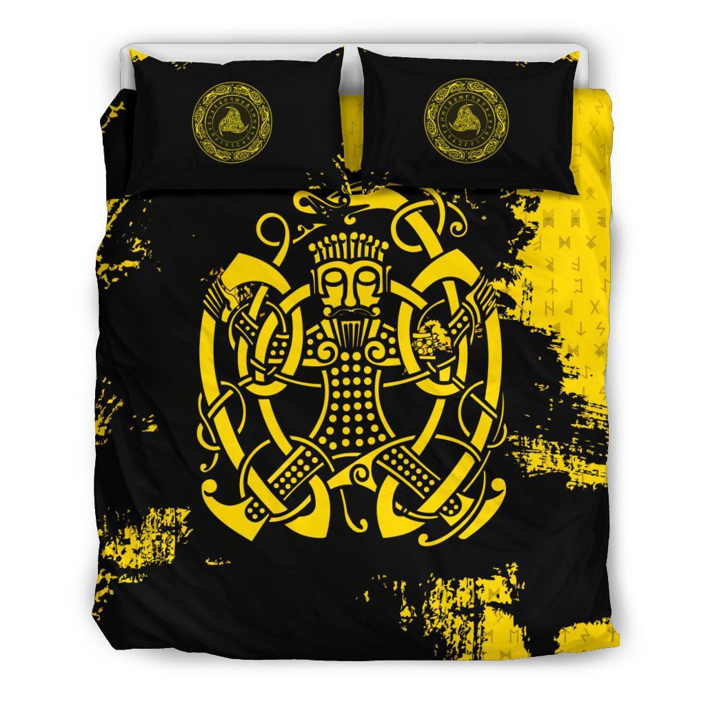 Viking Bedding Set Loki Bound Triskele Rune Gold