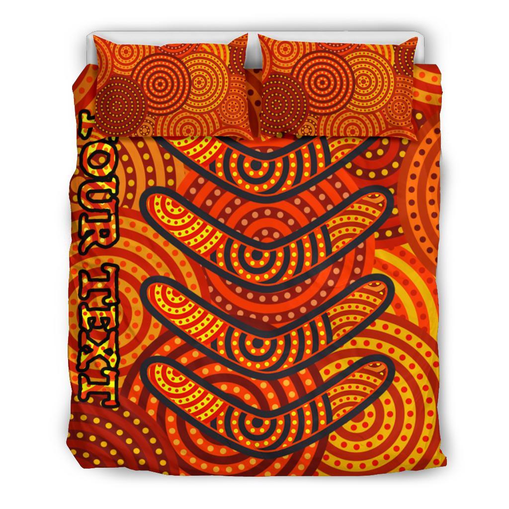 Aboriginal Personalised Bedding Set - Aboriginal Boomerangs And Dot Circle