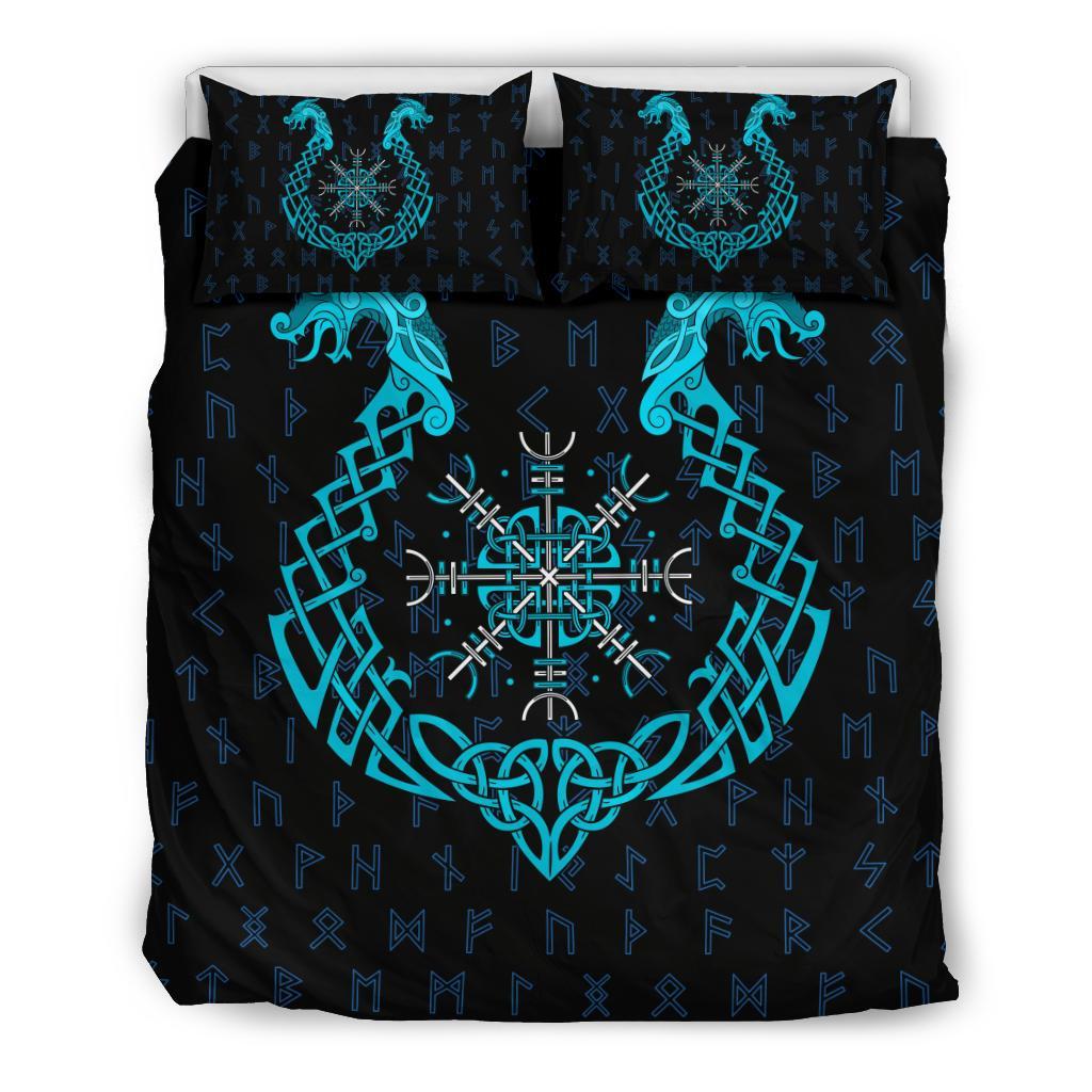 Viking Bedding Set Aegishjalmur Helm Of Awe Blue Edition