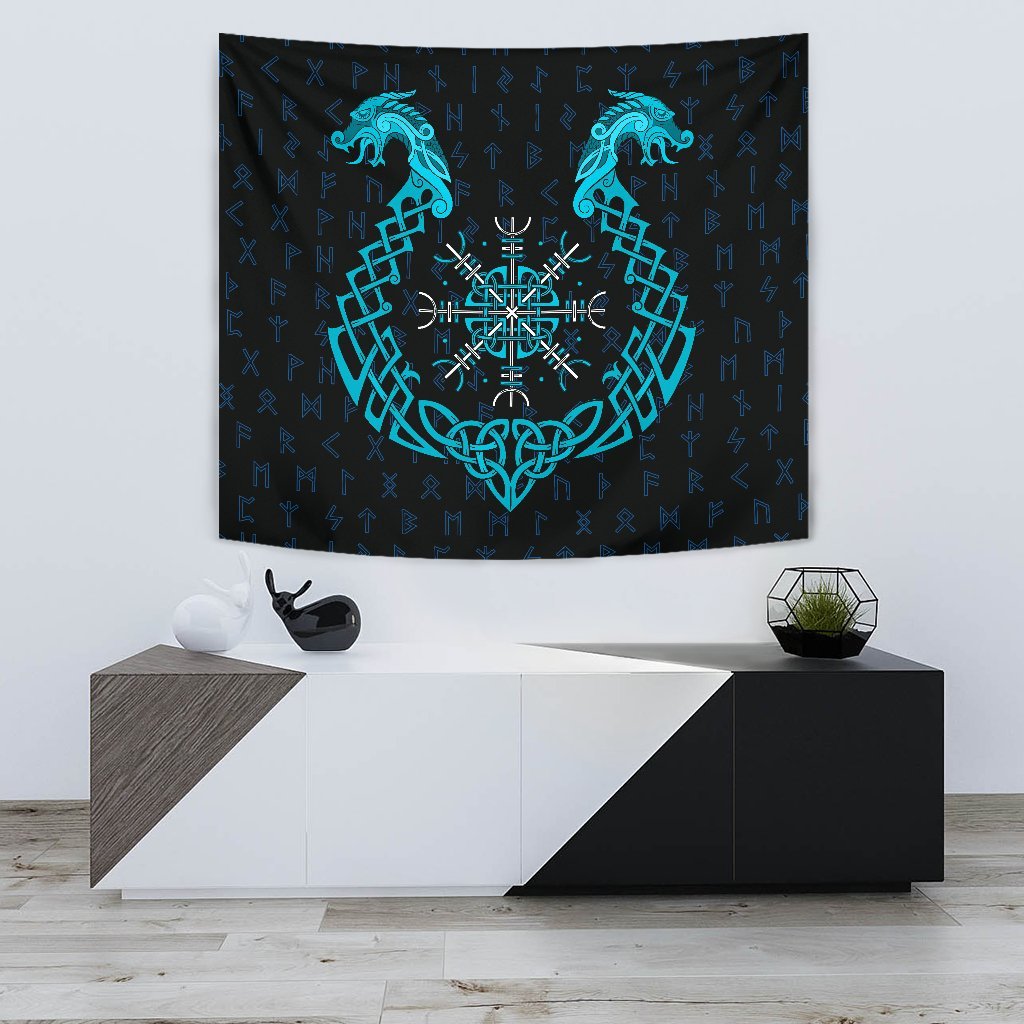 Viking Tapestry Aegishjalmur Helm Of Awe Blue Edition