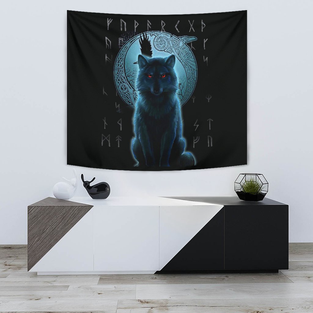 Viking Tapestry Fenrir Viking Tapestry Wolf And Moon