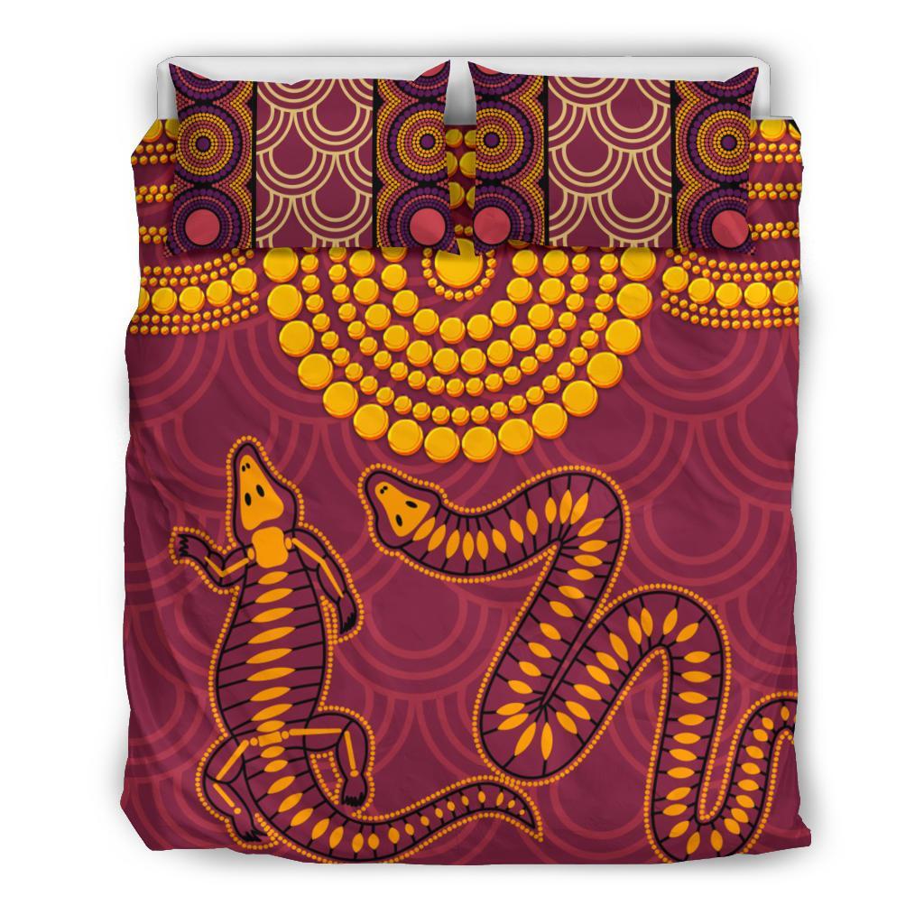 Aboriginal Bedding Set - Aboriginal Snake And Alligator