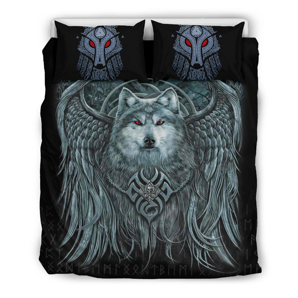 Viking Bedding Set Spiral Wolf Spirit