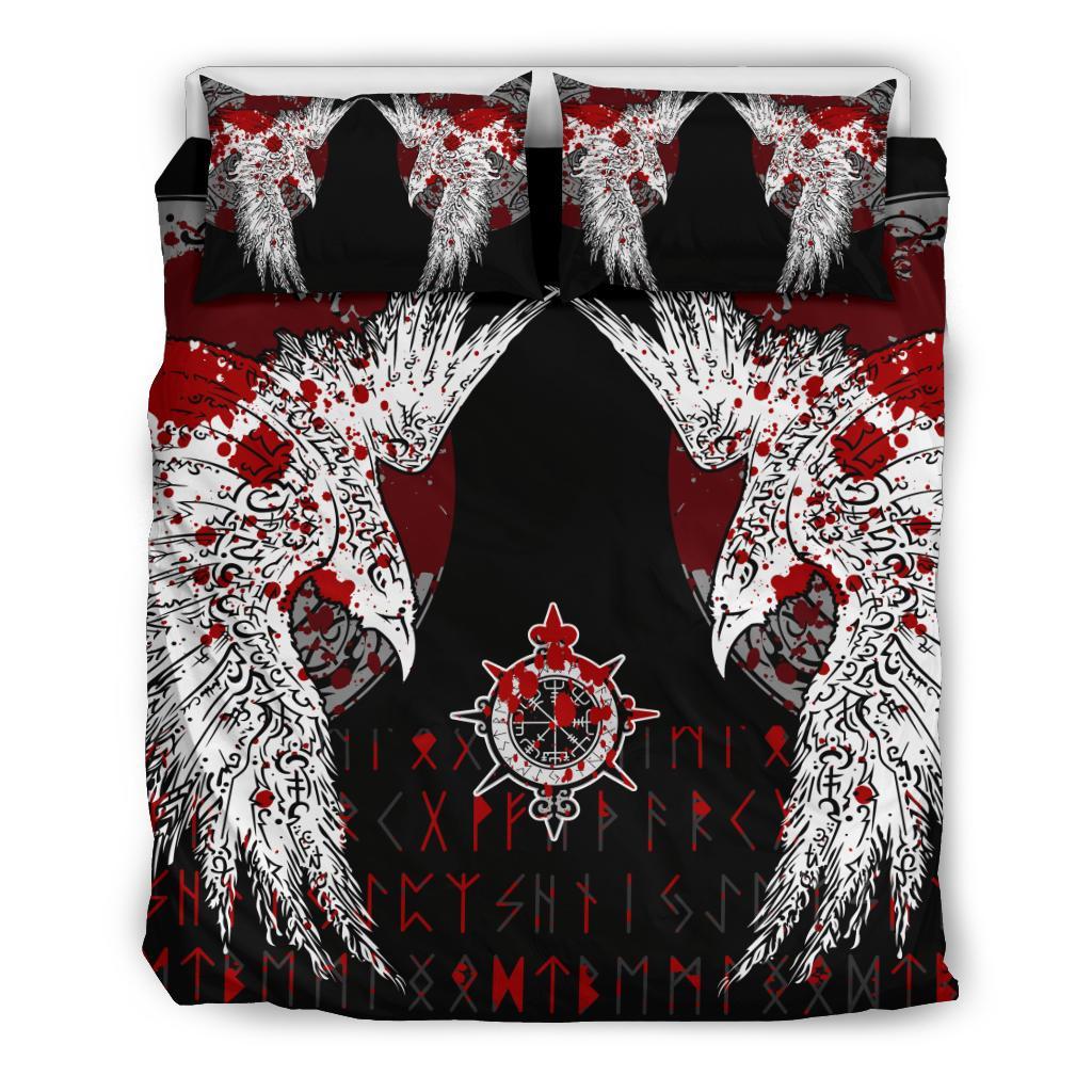 Viking Bedding Set Mystical Raven Tattoo Blood Style