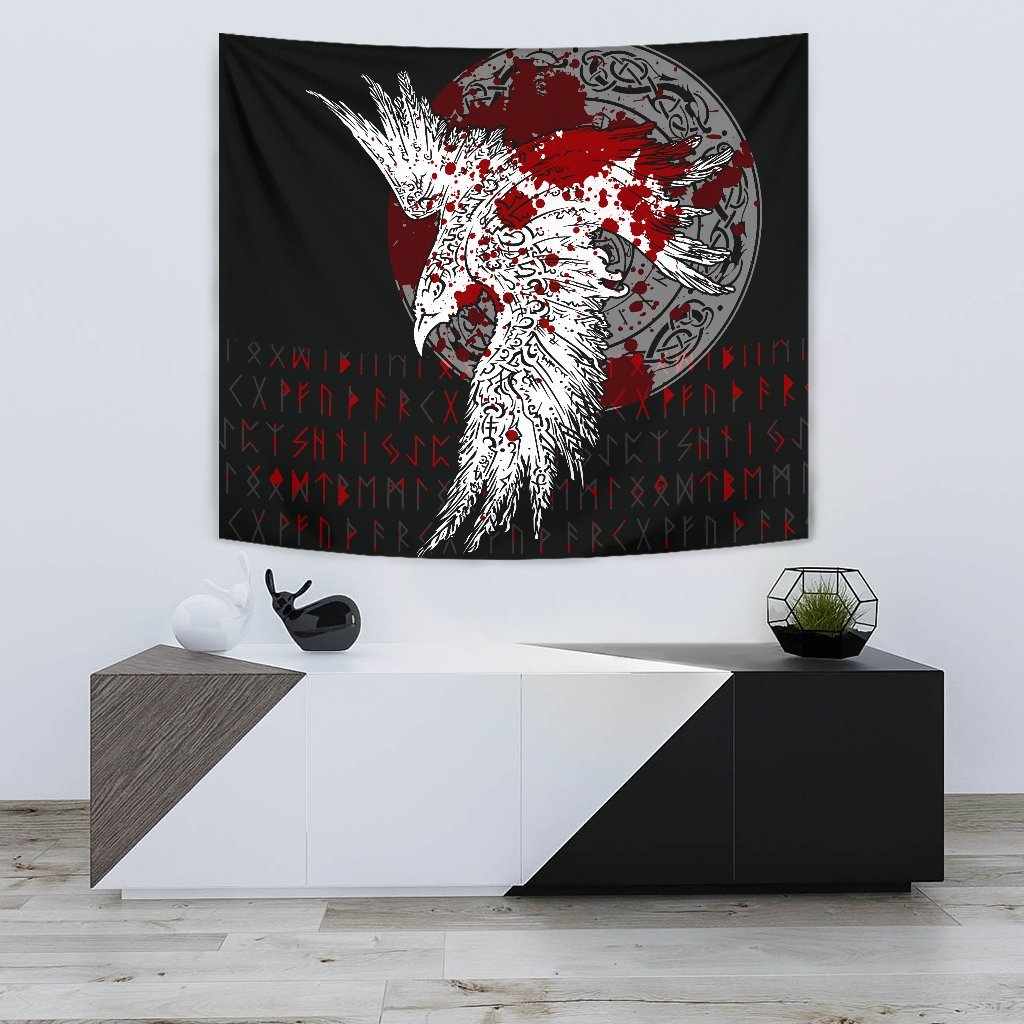 Viking Tapestry Mystical Raven Tattoo Blood