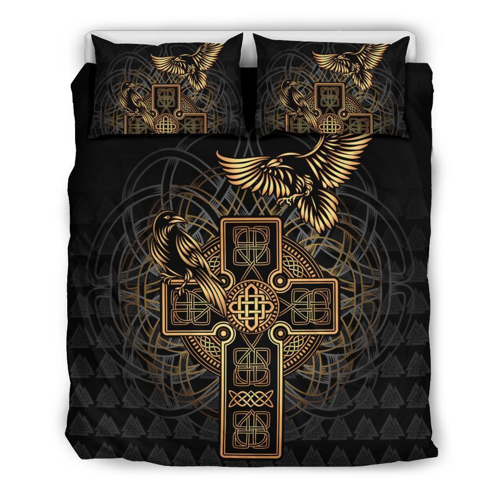 Viking Bedding Set Odin's Celtic Raven Tattoo