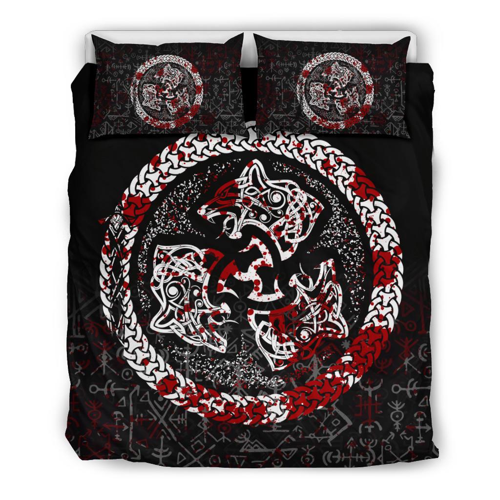 Viking Bedding Set Fierce Blood Wolf Symbol Of A Viking Nordic